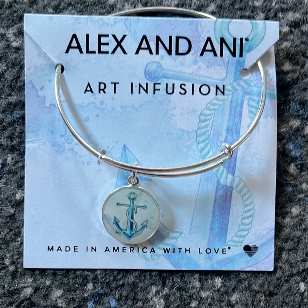Alex and Ani Silver Anchor Charm Bracelet and second beaded bracelet